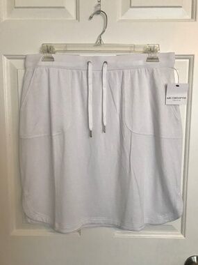 Liz Claiborne Weekend Pull-On Pocket Knit Summer Skirt Size XLT White
